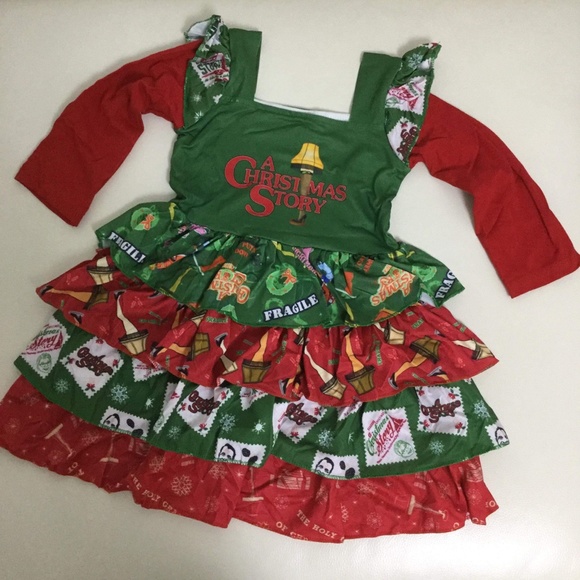 Christmas Cute Ruffle Long Sleeve Dress - Picture 3 of 6